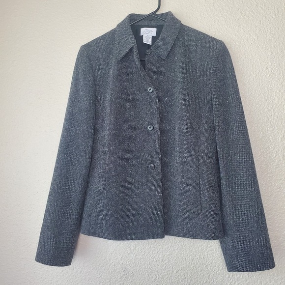 Ann Taylor LOFT Jackets & Blazers - Ann Taylor LOFT Grey Wool Silk Blend Tweed Blazer Jacket Size 4 Style 58153